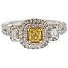 Dalumi 1.22ctw Fancy Yellow Diamond Gold Engagement Ring