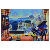 Ferjo, "Santorini at Dusk" Limited Edition on Gallery Wrapped Canvas, Numbered and Signed with Letter of Authenticity.