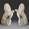 A PAIR OF CONTINENTAL WHITE MARBLE STANDING LIONS AFTER JOSEPH GOTT, LATE 19TH CENTURY