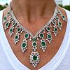 18K White Gold Colombian Emerald & Diamond Necklace