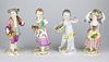  4 Meissen porcelain figurines