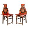 A Pair of 19th Century Chinese Red Lacquer Chairs