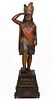 FINE AMERICAN FOLK ART CARVED AND PAINTED NATIVE AMERICAN TOBACCO / CIGAR STORE TRADE FIGURE