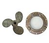 Authentic Small Brass Ships Porthole & Propeller