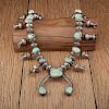 Navajo Turquoise and Mercury Dime Squash Blossom Necklace