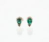 Pair 14K Emerald Earrings