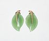 14K Figural Jade Leaf Earrings