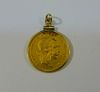 1899 AUSTRIA 10 CORONA GOLD COIN AND 18K GOLD PENDANT