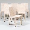 Set of Six Maitland Smith Sliced Coral Veneered Dining Chairs, Designed by Karl Springer