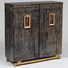 James Mont Style Cerused Oak and Parcel-Gilt Cabinet