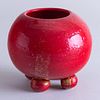 Murano Red Glass Footed Bowl