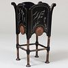 Carlo Bugatti Inlaid Pewter and Brass, Applied Copper and Ebonized Plant Stand