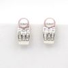14K Gold 11mm Pink Pearl and Diamond Earrings