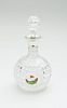 ENGLISH SILVER-MOUNTED AND ENAMEL-DECORATED CUT-GLASS DECANTER AND STOPPER