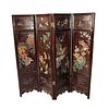 Japanese Carved Wooden Folded Screen