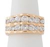 DIAMOND AND 14K YELLOW GOLD TWO ROW RING