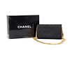 CHANEL QUILTED BLACK & GOLD CHAIN EVENING BAG