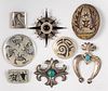 Native American Indian silver brooches, etc.