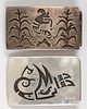 Two silver Native American Indian belt buckles