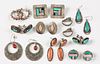 Ten pairs of Native American Indian earrings