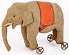 Mohair elephant pull toy, early 20th c.