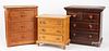 Three Victorian doll-sized chests of drawers