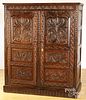 Carved oak cabinet, late 19th c.