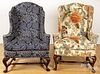 Two Queen Anne style wing chairs