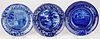 Two Historical Blue Staffordshire plates and bowl