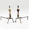 Pair of Federal Brass Double Lemon Top Andirons, New York