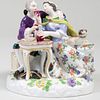 Meissen Porcelain Figure Group of a Couple Enjoying Libations