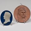 Terracotta Plaque of Napoleon and Blue Profile Bust of a Caesar