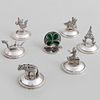 Set of Seven Silver Chinoiserie Place Card Holders