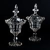 Pair of Anglo-Irish Glass Sweetmeat Dishes and Covers