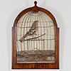 English Oak and Needlework Bird Cage Panel