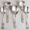 Group of Five American Serving Spoons