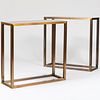Pair of Modern Tall Bronzed Metal Console Tables