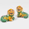 Pair of Chinese Sancai Glazed Pottery Models of Lions