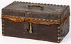 Leather covered lock box, 18th/19th c.
