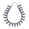 Navajo - Lapis Lazuli and Silver Beaded Necklace c. 1940-50s, 17" length