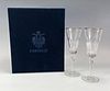 PAIR FABERGE CRYSTAL PRINCESS CHAMPAGNE TOASTING FLUTES IN BOX