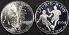 1994-D, S WORLD CUP $1 SILVER COMM COINS