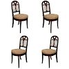 Set of Four French Art Deco Mahogany Side Chairs, c. 1930