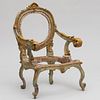 Continental Rococo Polychrome Painted Armchair, Possibly Potsdam