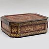Chinese Export Gilt-Decorated and Black Lacquer Games Box 