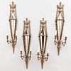Set of Four George III Style Giltwood and Mirrored Two-Light Wall Sconces