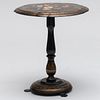 Victorian Polychrome Painted, Parcel-Gilt and Inlaid Mother-of-Pearl Papier Mâché Tilt-Top Table, Possibly  Jennens & Bettridge