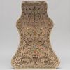 Italian Neoclassical Gold and Silver Embroidered and Beaded Shaped Silk Panel