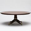 Regency Style Walnut, Bone-Inlaid and Ebonized Oval Dining Table, Modern