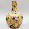 Large Chinese Yellow Ground Porcelain Bottle Vase